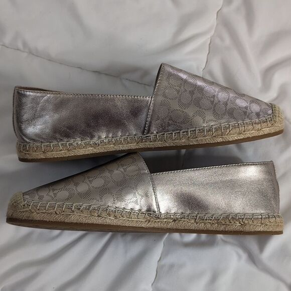 Coach size 10 Collins Espadrille Flats in Gold with Signature Logo, NEW - Picture 10 of 12